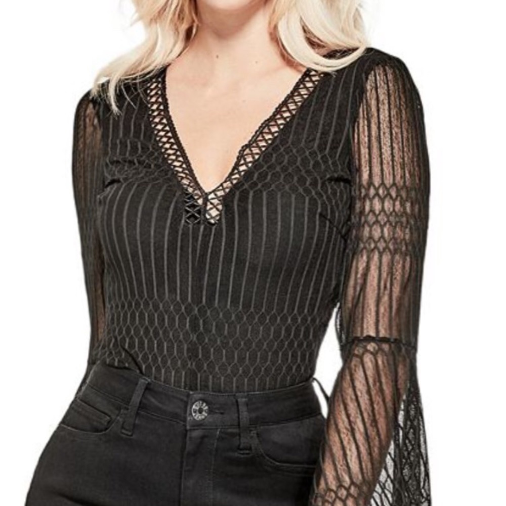 Black GUESS long sleeved body suit